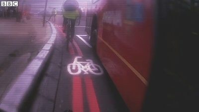 cyclist view of a bus
