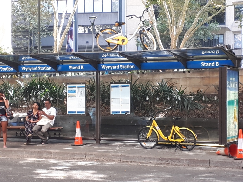 share bike on a bus stop